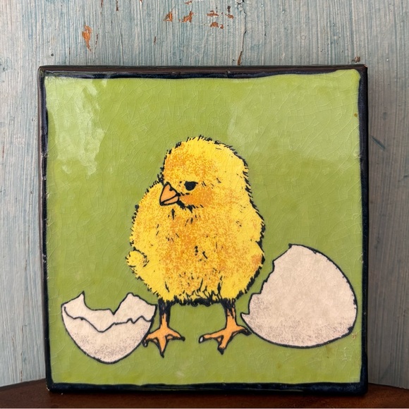 Other - Easter Baby Chick Artisan Coaster/Small Hot Plate Hand-Painted Ceramic Tile